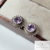Natural Amethyst Stud Earring, Post Earring, 925 Sterling Silver Stud, Handmade Jewelry, Woman Earring, Amethyst Jewelry, Bridesmaid Gift